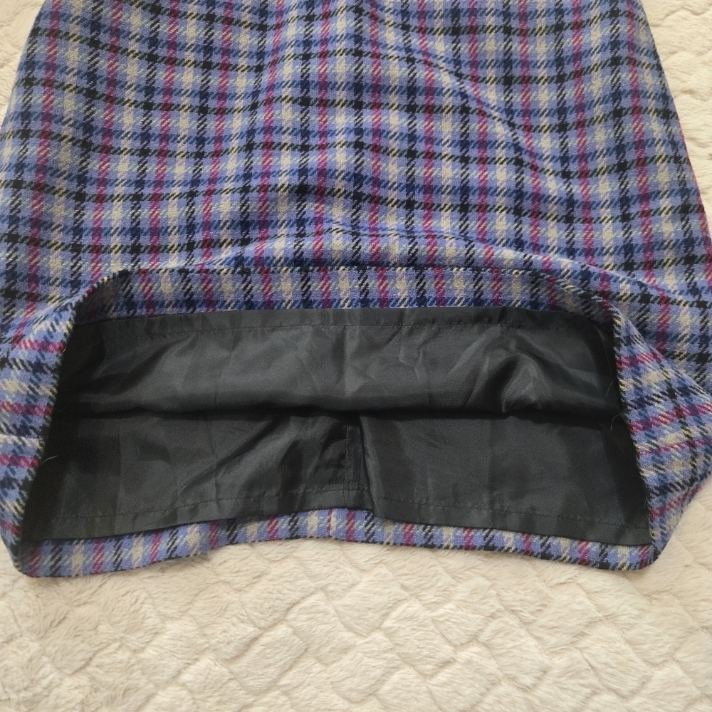 Talbots Petites Purple Plaid and Houndstooth Straight Skirt, Size 12P - Picture 6 of 7